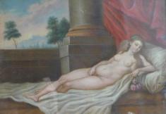 Paul Reuß (zugeschr.): Gemälde Liegender weiblicher Akt