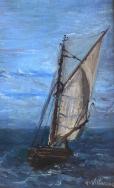 A. Villecroze: Gemälde Segelschiff auf Meer