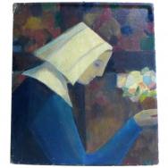 Monogrammist J.St.: Gemälde Junge Frau mit Kopftuch