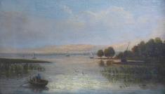 Gemälde Seenlandschaft mit Booten