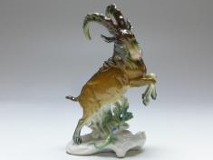 Figur Steinbock mit Echse, Ens, bunt