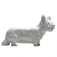 Figur Hund, Skye Terrier, weiß, Meissen, B: 21,5 cm