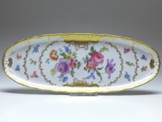 Kuchenplatte, Platte, Gerold Porzellan, Blumendekor, 36 x 13,5 cm