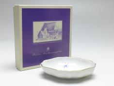 ovale Schale, Höchst, Blumenmalerei Vergißmeinnicht, L: 11,5 cm