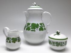 Kaffeekern 3teilig, Meissen, 1924-1934, Voller grüner Weinkranz, Weinlaub