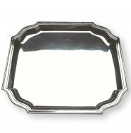 großes Tablett mit getrepptem Rand, 835er Silber, 28,5x28,5 cm, 609 g