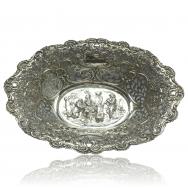 ovale Schale, Obstschale, 830er Silber, 26x20x5 cm, 300 g