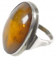 Ring 830er Silber, mit Bernstein, D: 17 mm