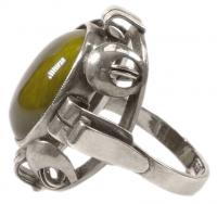 Ring, 835er Silber, mit Tigerauge, D: 17 mm