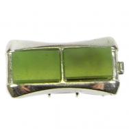 Schließe, JKa, 835er Silber, mit grünem Stein, 23x12 mm