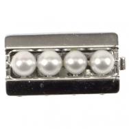 Schließe, JKa, 835er Silber, mit 4 Perlen, 23x12 mm