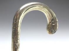 Griff für Gehstock, Flanierstock, Spazierstock, mit Rosendekor, 800er Silber, H: 14 cm, 173 g