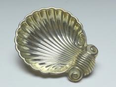 Muschelschale auf Füßchen, Kaviarschale, 925er Silber, B: 7,3 cm, 19 g