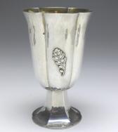 kannelierter Kelch, Becher, Fußbecher, 1927, E. Sieder, 925er Sterling Silber, H: 13,5 cm, 180 g