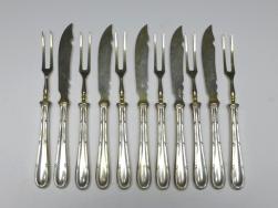 Obstbesteck 11-teilig, um 1900, Griffe 9 Lot | 562,5 Silber