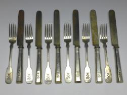 Besteck für 6 Personen, 12-teilig, Kirsch, Dresden, 800er Silber, 6x Gabel, 6x Messer