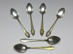 6x Löffel, Teelöffel, Kaffeelöffel, 800er Silber, Lutz & Weiss, Pforzheim, L: 13,5 cm