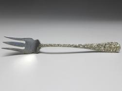 Gabel, Dekor Repoussé, Griff 925er Sterling Silber, Stieff, USA, L: 15,5 cm