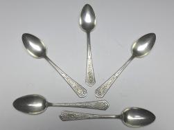 5x Löffel, Teelöffel, Kaffeelöffel, WMF, versilbert, L: 13,8 cm