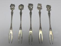 5x Cocktail Spieß, Cocktail Stick, Silber, Obst Dekor, L: 12,5-13 cm