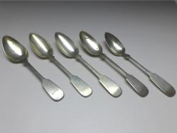 5x Suppenlöffel, Esslöffel, Löffel, 800er Silber, Modell Spaten, L: 22 / 22,5 cm