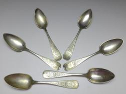6x Suppenlöffel, Löffel, 800er Silber, Ed. Deubert, L: 21,5 cm