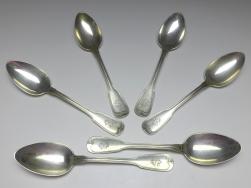 6x Suppenlöffel, Löffel, 800er Silber, Koch & Bergfeld, C. E. Keyser, Dekor Altfaden, L: 22 cm