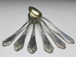 6x Mokkalöffel, Löffel, Koch und Bergfeld, 800er Silber, Modell Sophie