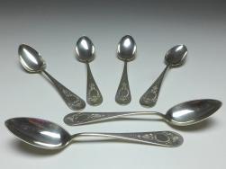 6x Löffel, Kaffeelöffel, Teelöffel, 800er Silber, O. K., L: 15 cm