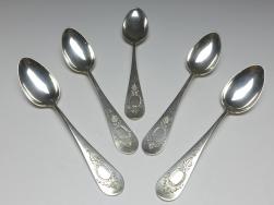 5x Löffel, Kaffeelöffel, Teelöffel, 800er Silber, O. K., L: 15 cm