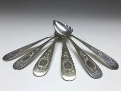 6x Löffel, Kaffeelöffel, Teelöffel, 800er Silber, Tittel, L: 15,3 cm