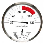 Sauna Klimamesser 130 mm, Thermometer und Hygrometer, Edelstahl